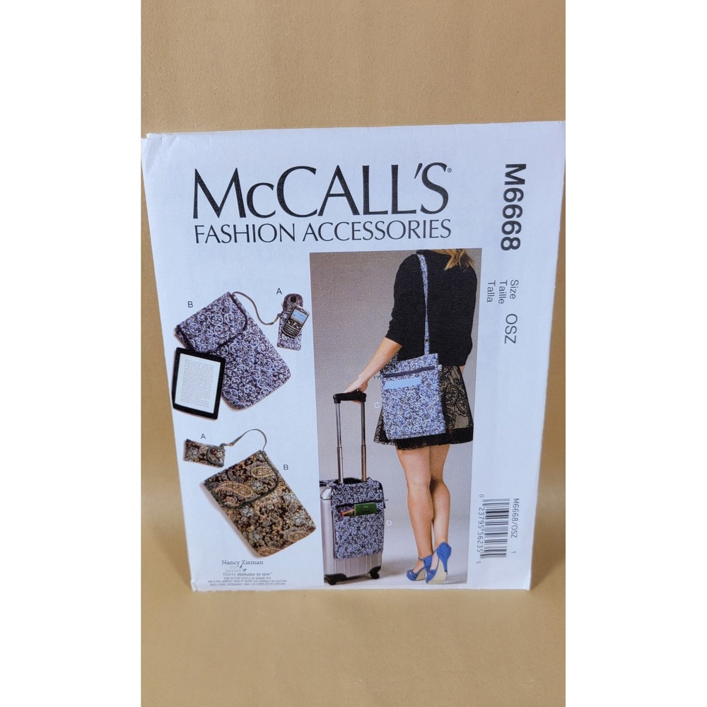McCalls M6668 Sewing Pattern Nancy Zieman Tech Sleeves Bags Uncut